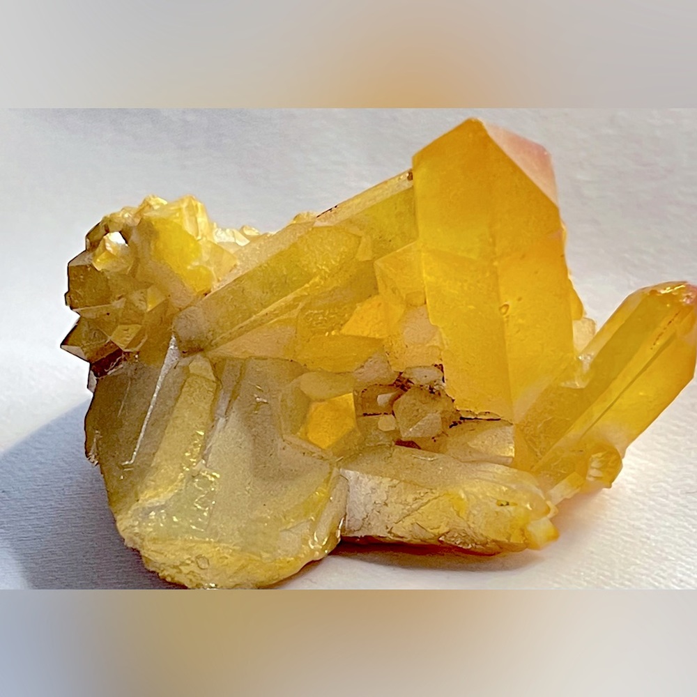 Natural Electroplate Citrine Crystal Cluster Yellow Aura Quartz